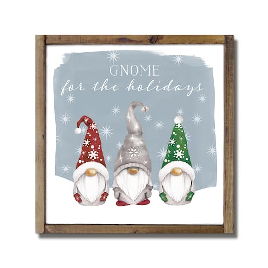 Gnome for the Holidays Framed Wood Plaque